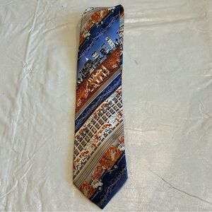 Graffitie 100% Silk Tie Novelty Colorful Striped Artistic Blue Orange